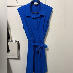 Calvin Klein Blue Sleeveless Wrap Dress